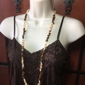 Lee Sands Tiger’s eye, Freshwater Pearl Necklace